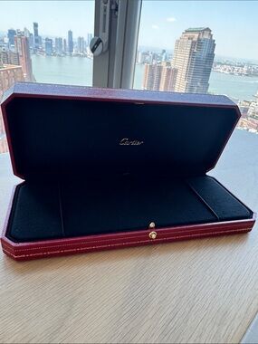 Cartier Red and Black Leather Jewelry Case with Gold Trim